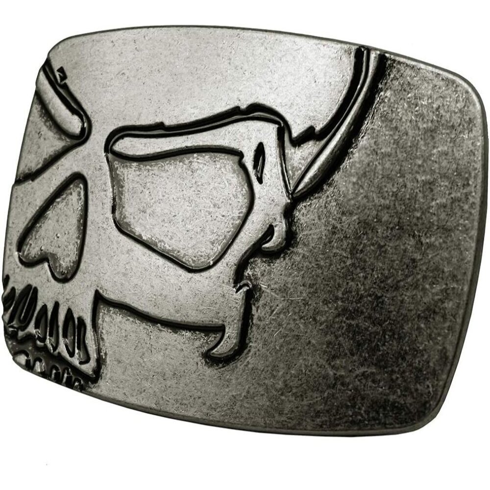 🆕Men's Silver Belt Buckles Of Ghost Skeleton Pirate Skull Design Cowboy Style - Picture 2 of 6